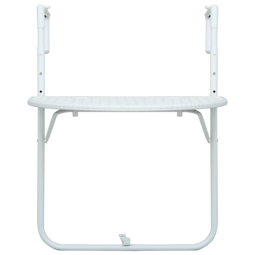 Hanging Balcony Table White 60x64x83.5 cm Plastic Rattan Look