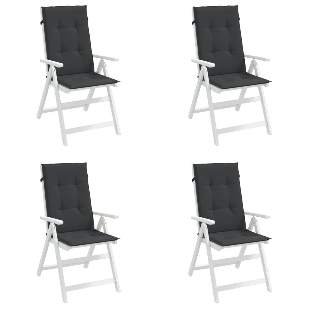 Garden Highback Chair Cushions 4 pcs Black 120x50x3 cm Fabric