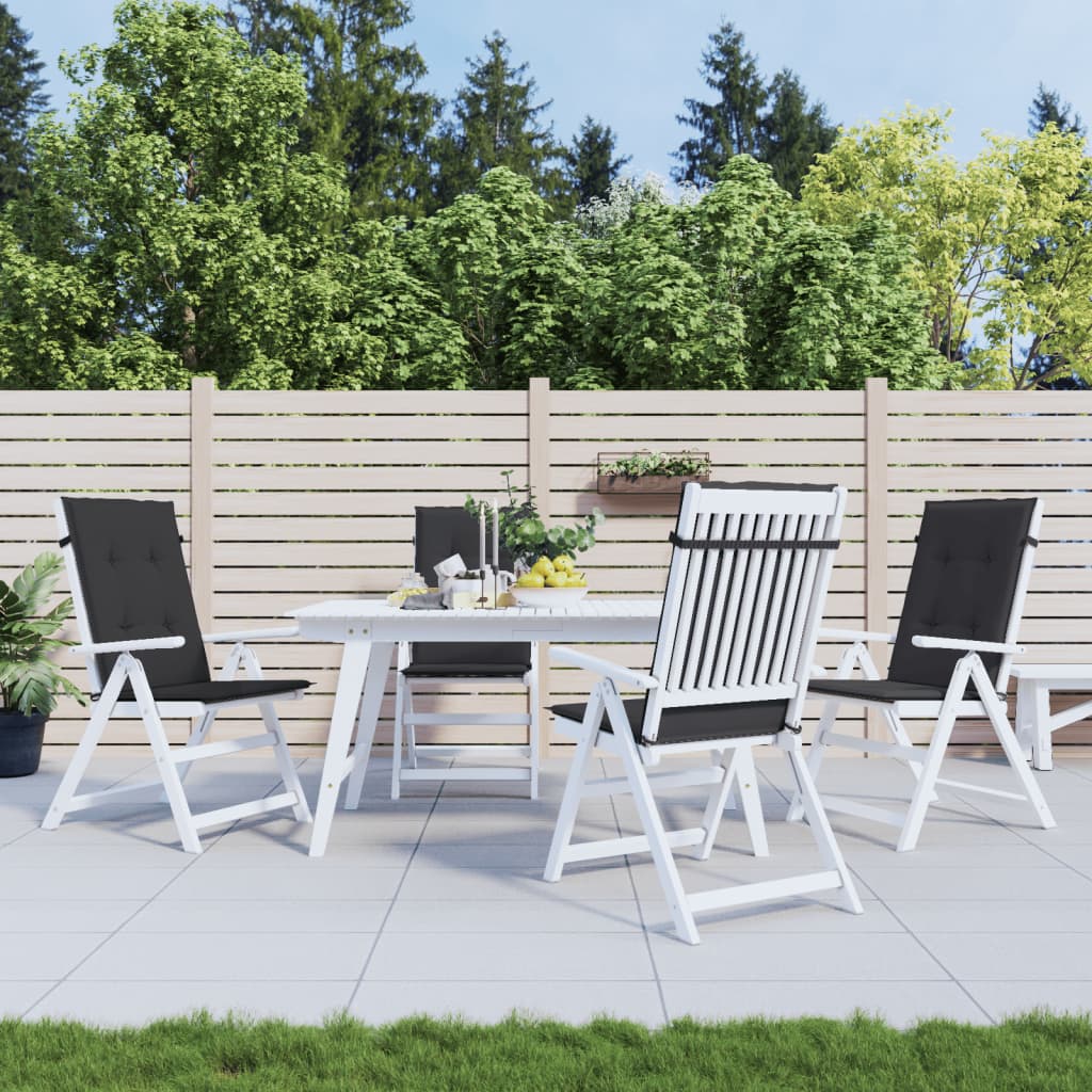 Garden Highback Chair Cushions 4 pcs Black 120x50x3 cm Fabric