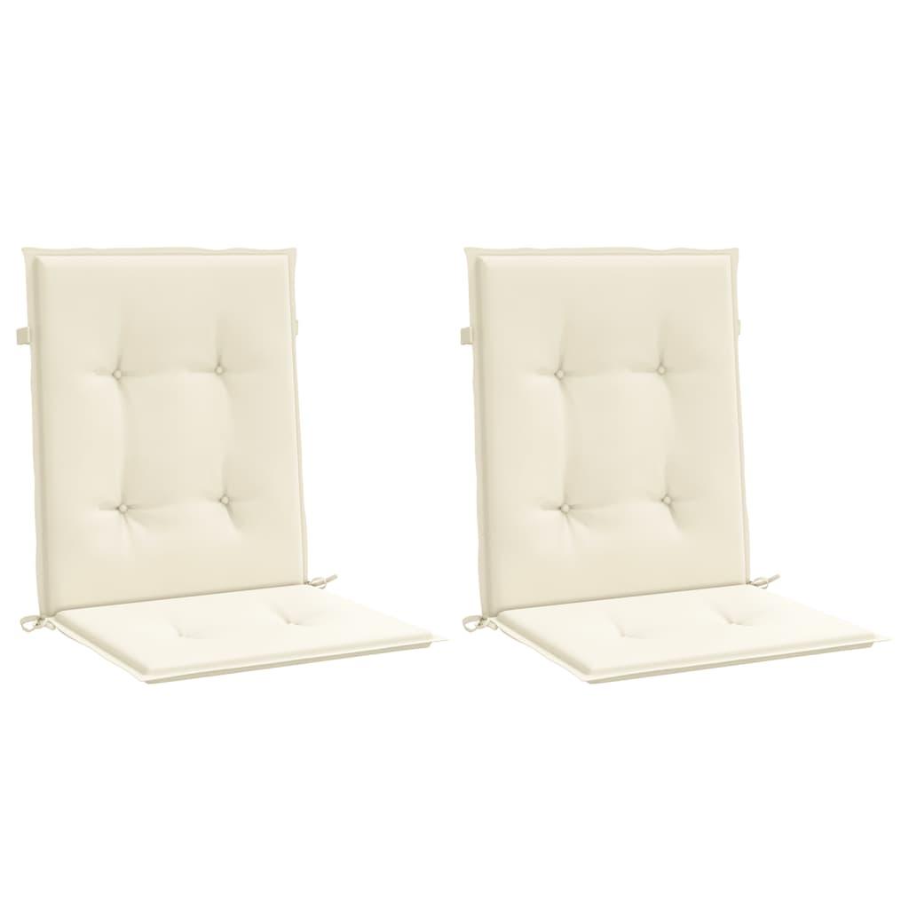 Garden Lowback Chair Cushions 2 pcs Cream 100x50x3 cm Oxford Fabric