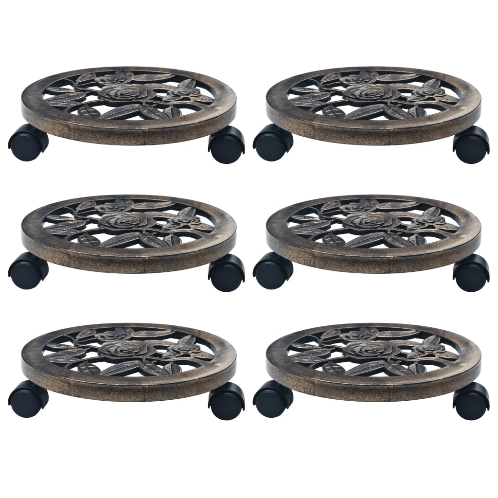 Plant Trolleys 6 pcs Bronze 30 cm Plastic