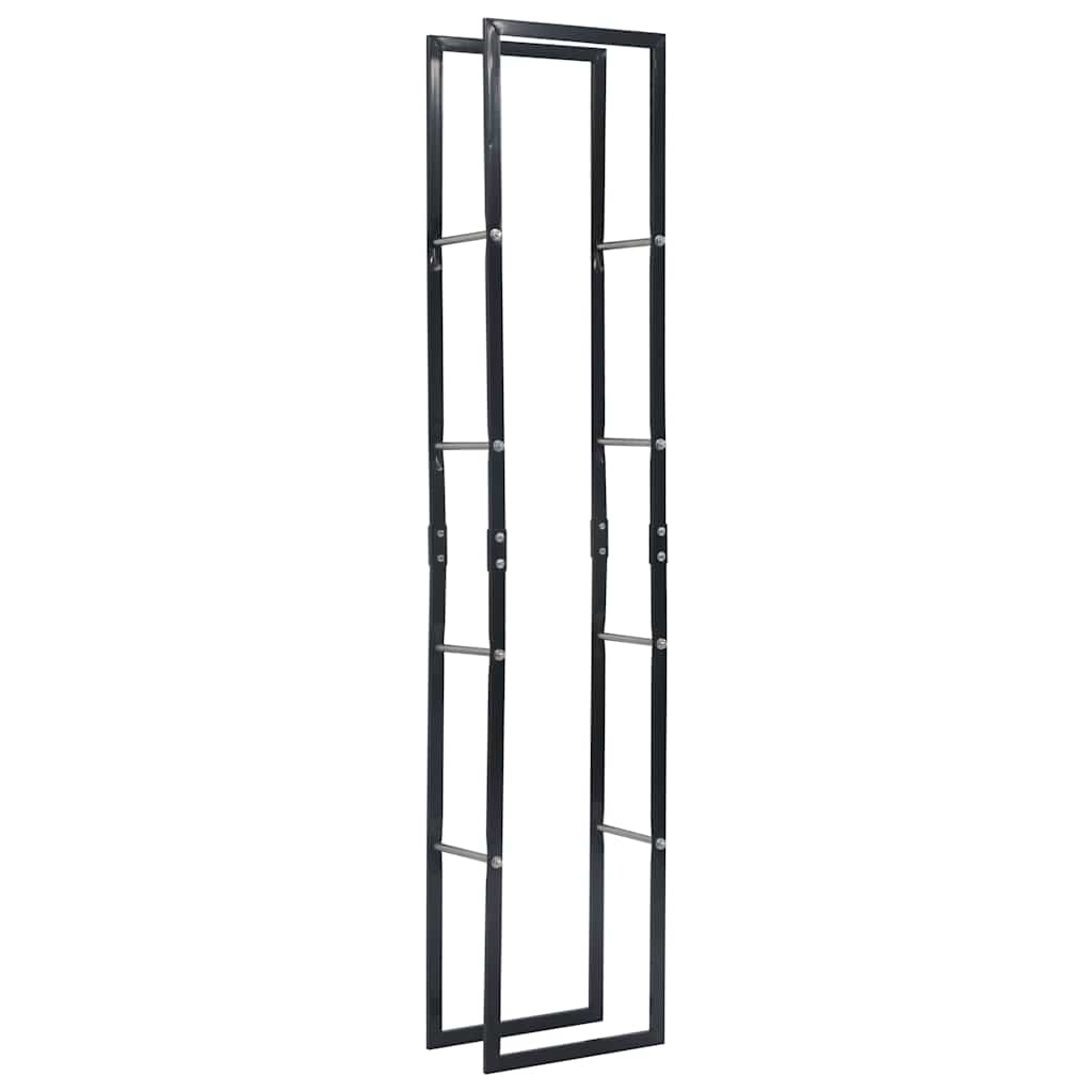 Firewood Rack Black 40x25x200 cm Steel