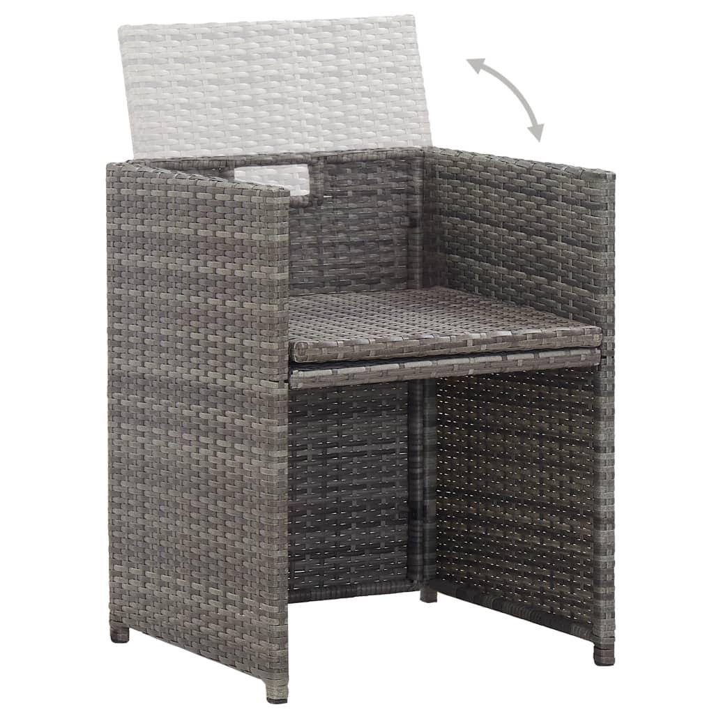 17 Piece Outdoor Dining Set with Cushions Poly Rattan Grey