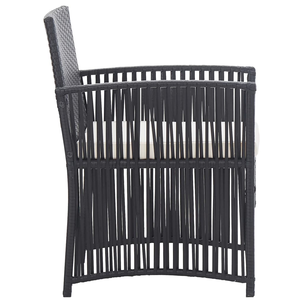 4 Piece Garden Lounge Set with Cushion Poly Rattan Black