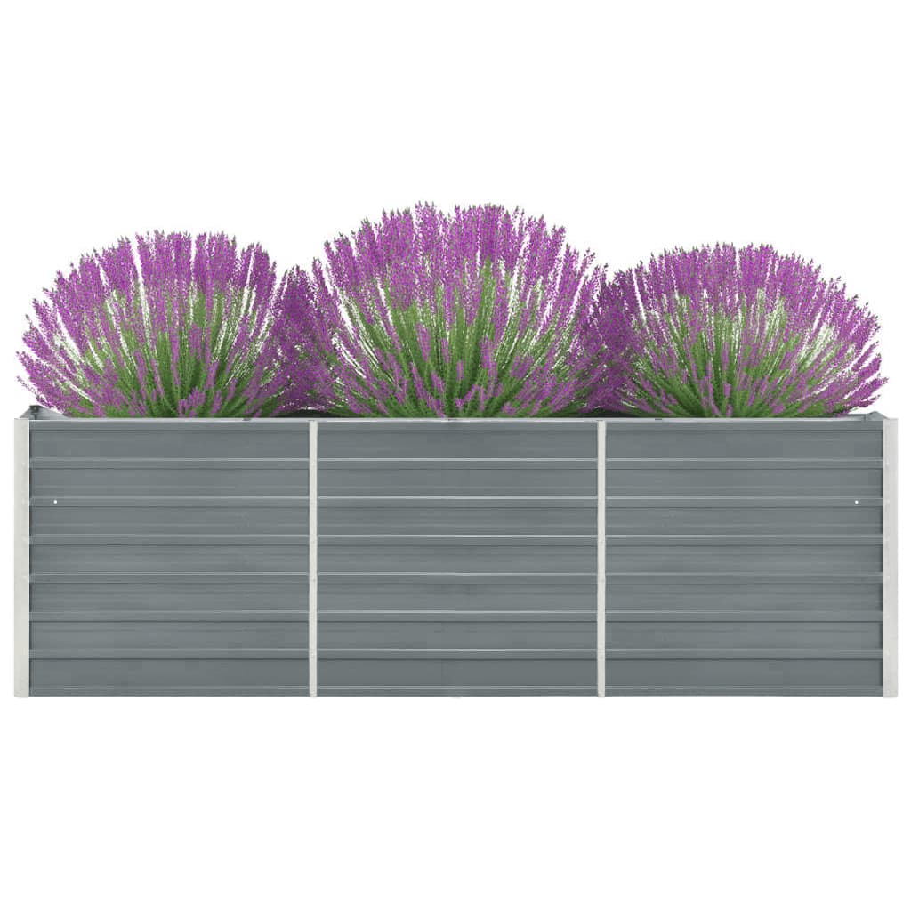 Garden Raised Bed Galvanised Steel 240x40x77 cm Grey