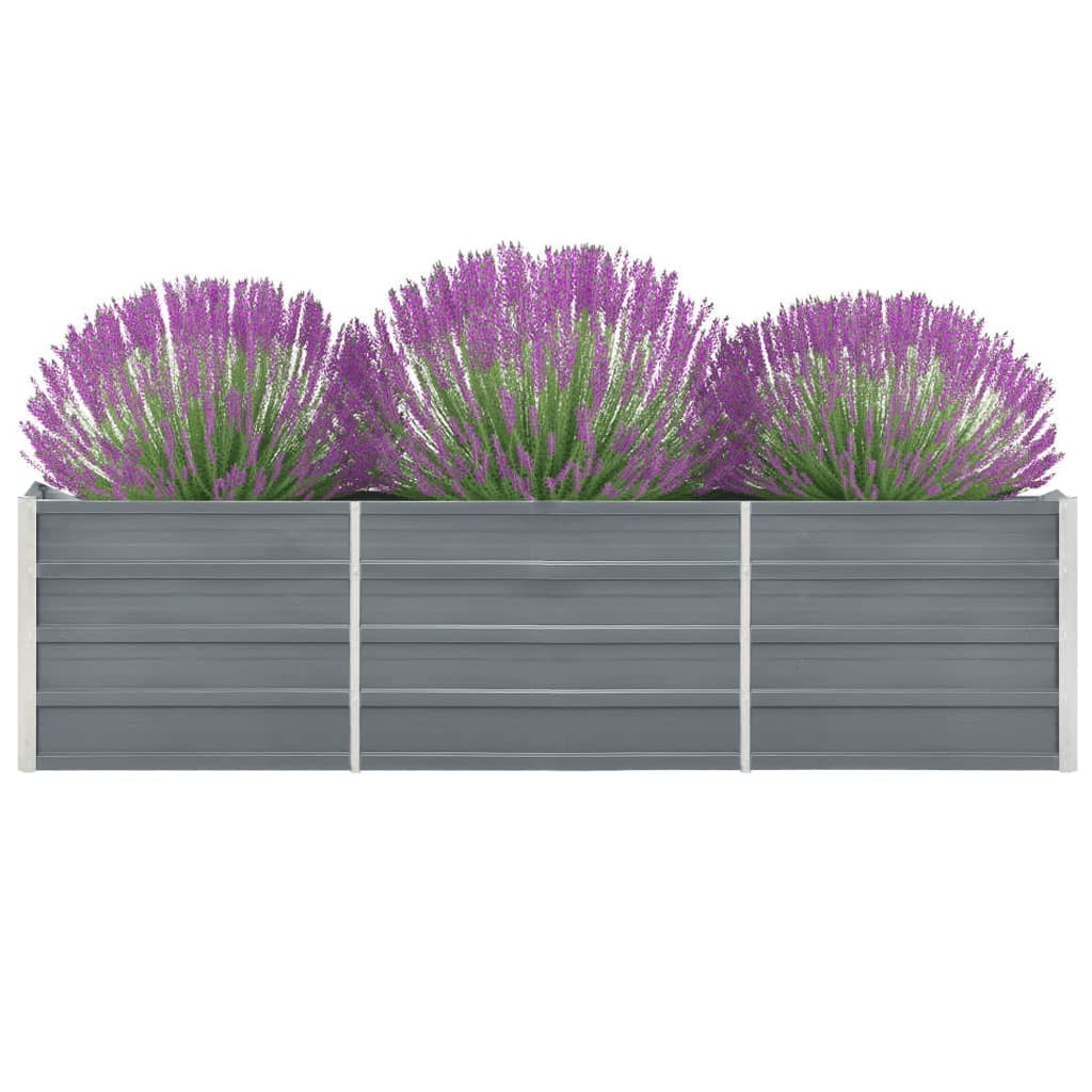 Garden Raised Bed Galvanised Steel 240x40x45 cm Grey