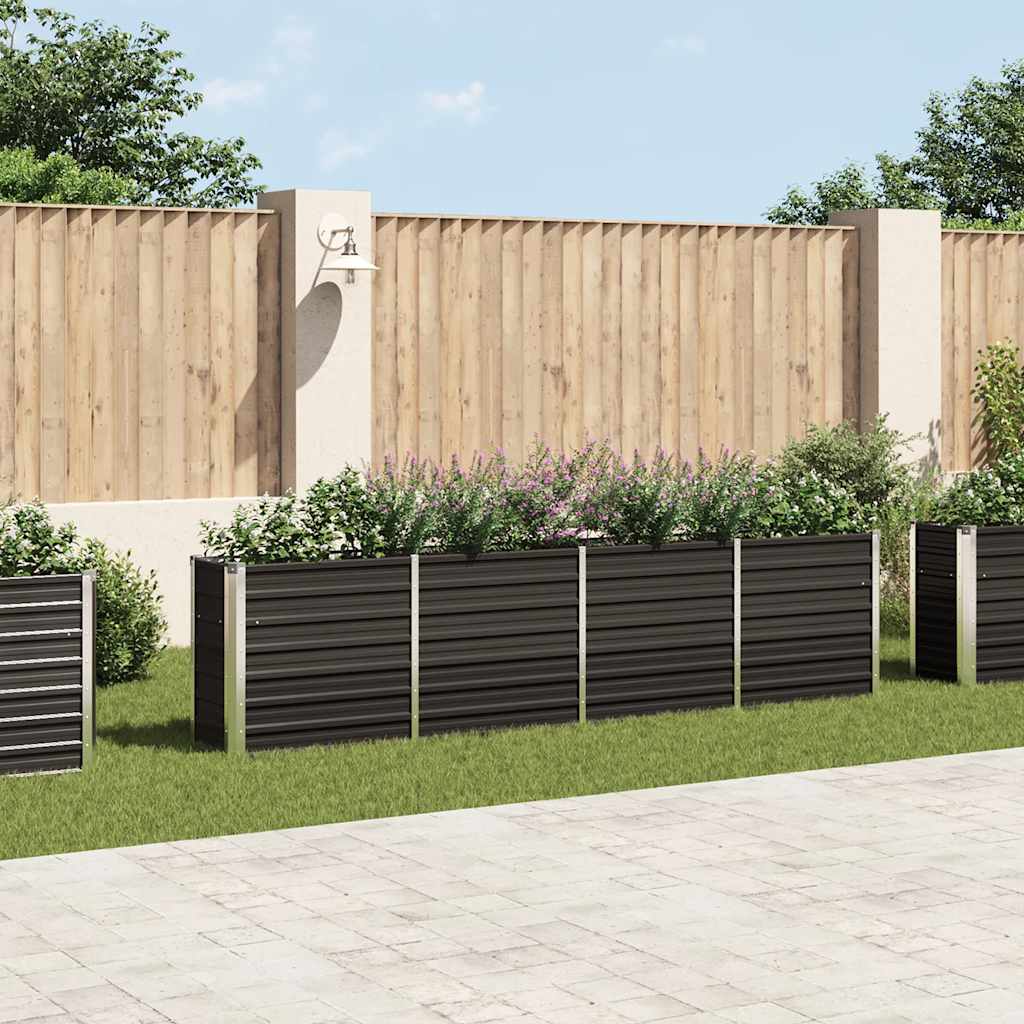Raised Garden Bed 320x40x77 cm Galvanised Steel Anthracite