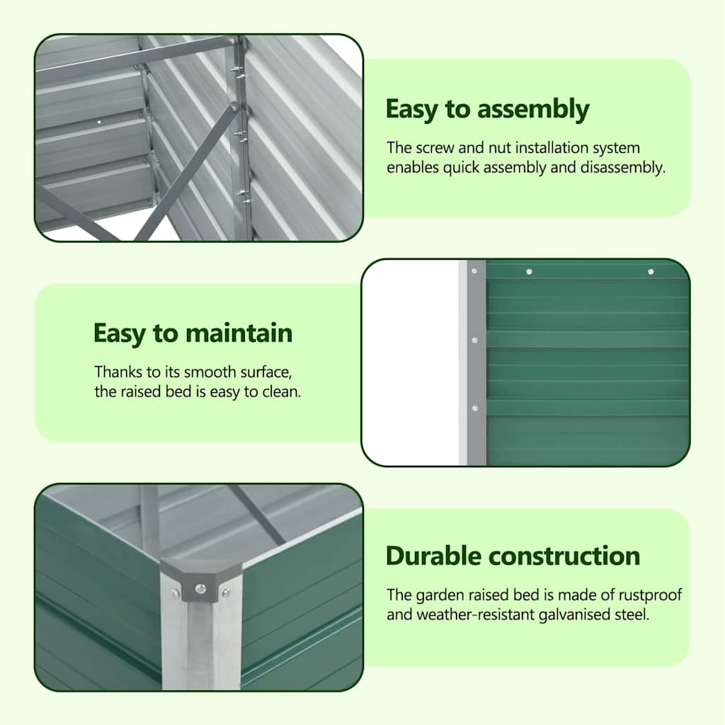Garden Raised Bed Galvanised Steel 320x40x45 cm Green