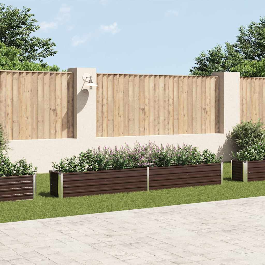 Garden Raised Bed Galvanised Steel 320x40x45 cm Brown