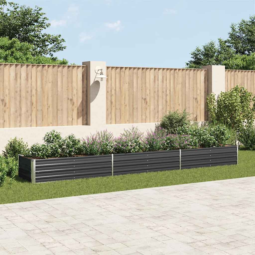 Garden Raised Bed Galvanised Steel 480x80x45 cm Anthracite