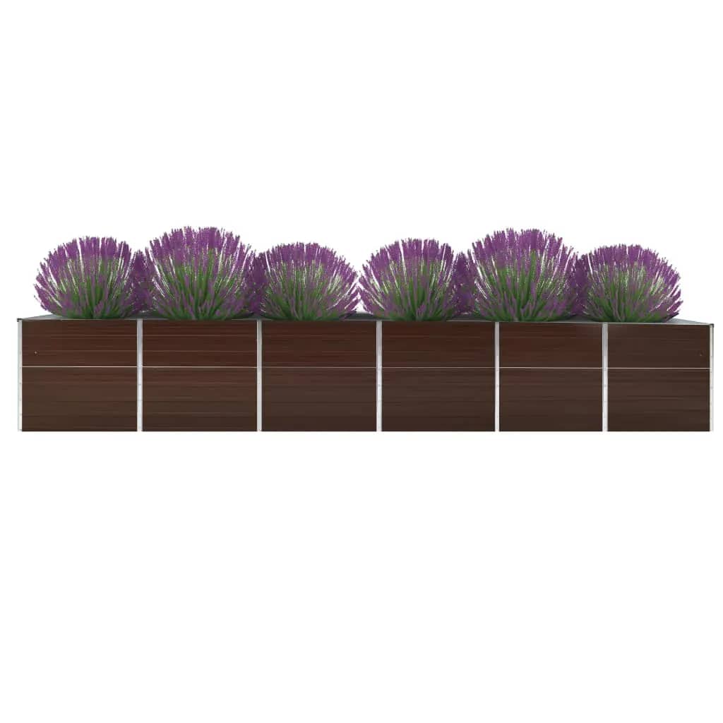 Garden Raised Bed Galvanised Steel 480x80x77 cm Brown