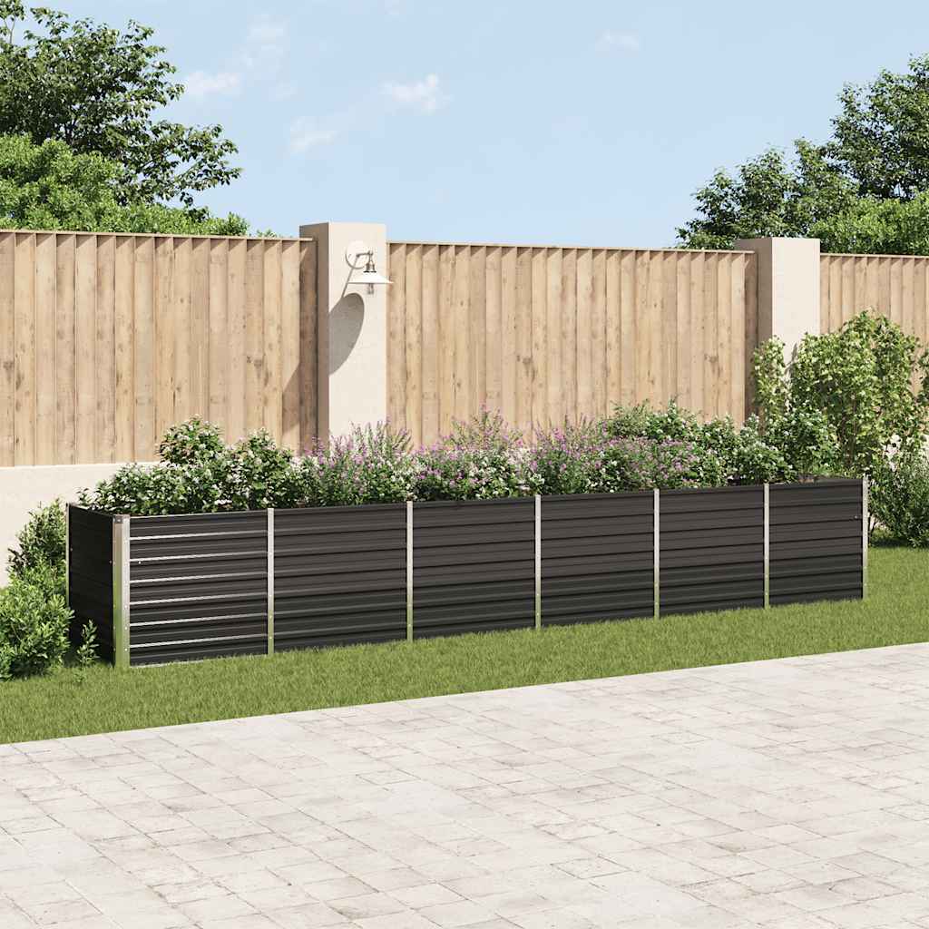 Garden Raised Bed Galvanised Steel 480x80x77 cm Anthracite