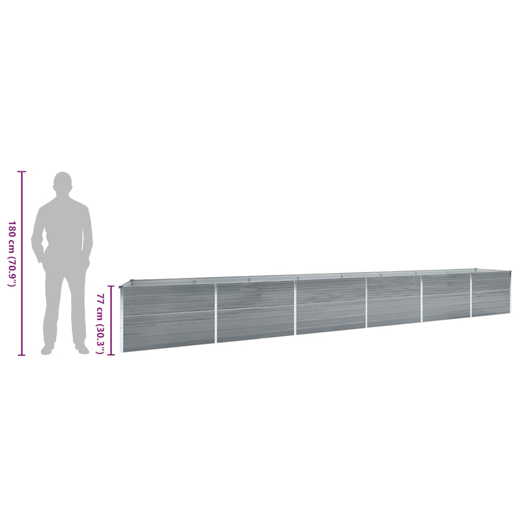 Garden Raised Bed Galvanised Steel 600x80x77 cm Grey