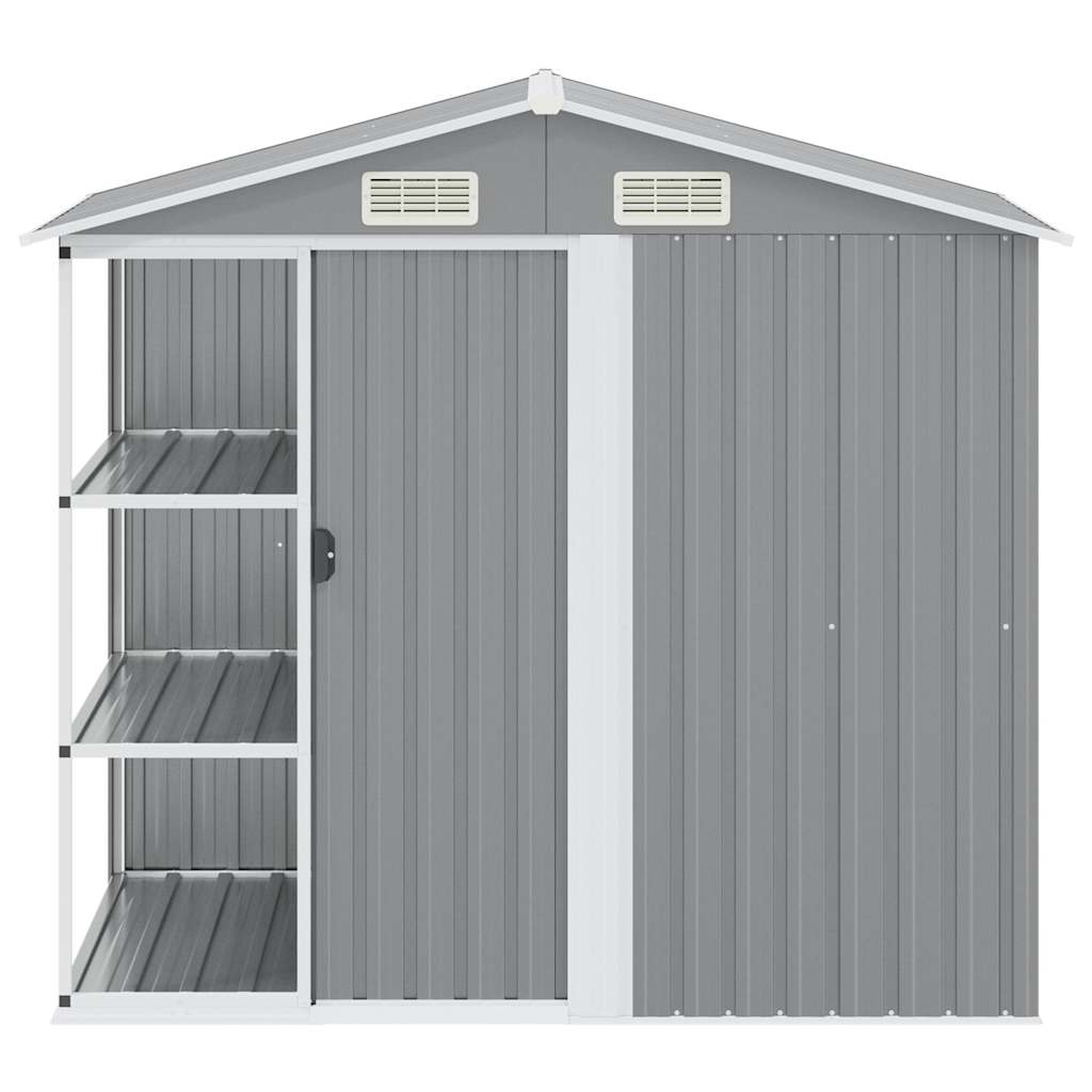 Garden Shed with Rack Grey 205x130x183 cm Iron