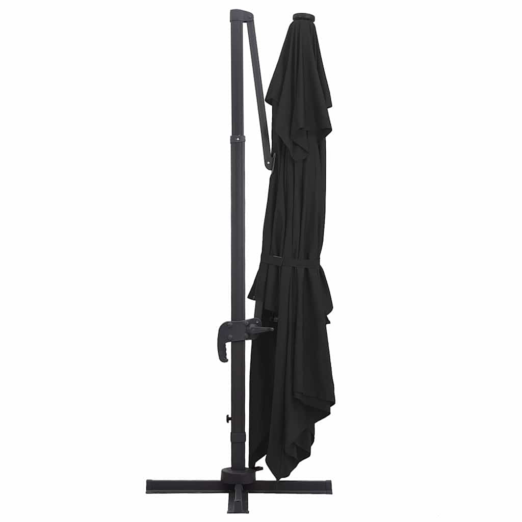 Cantilever Umbrella with LED Lights and Pole 400x300 cm Black