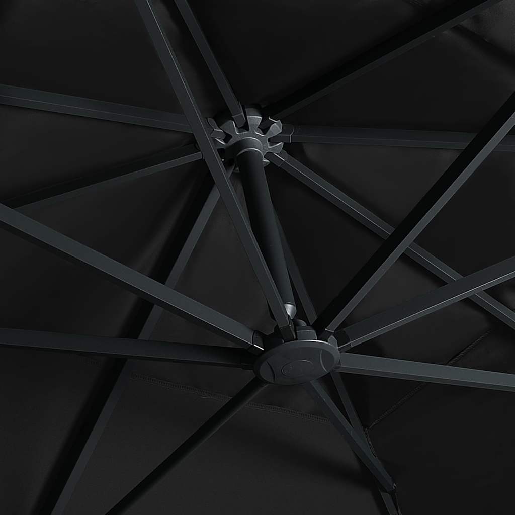 Cantilever Umbrella with LED Lights and Pole 400x300 cm Black