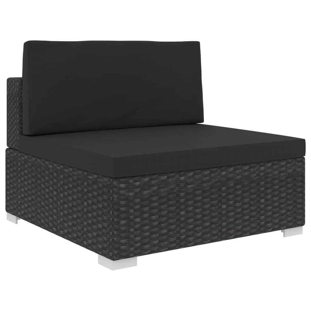 6 Piece Garden Lounge Set Black with Cushions Poly Rattan