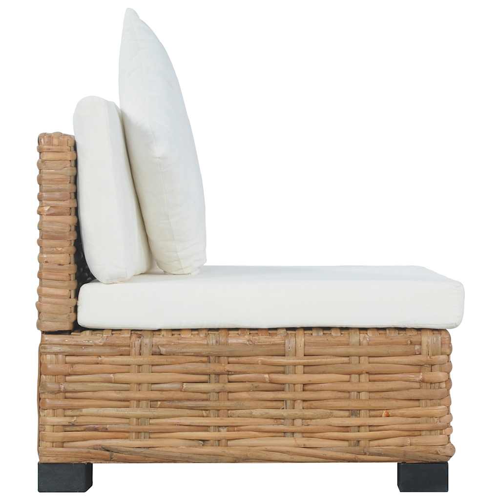 Armless Sofa with Cushions Natural Rattan