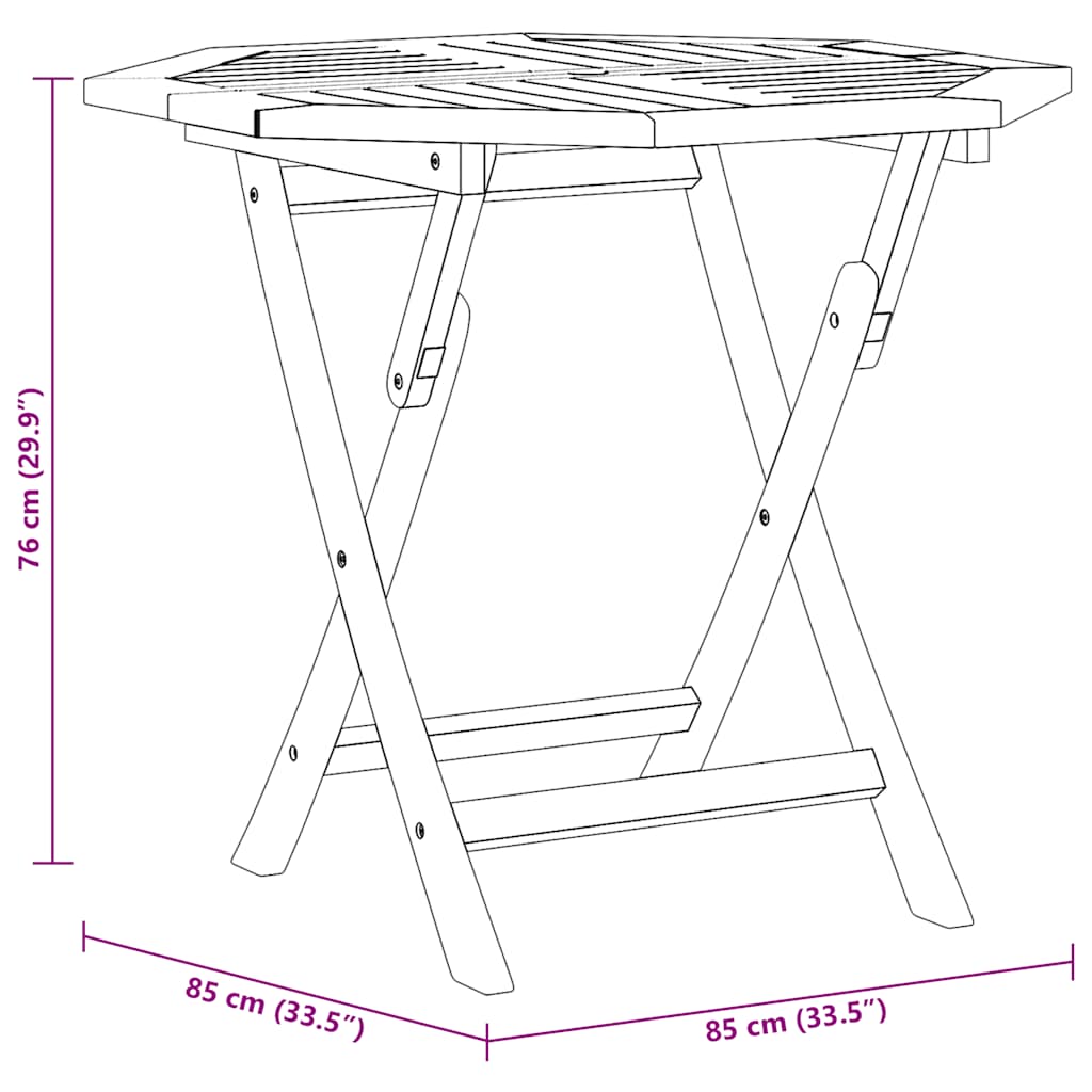 Folding Garden Table 85x85x76 cm Solid Teak Wood