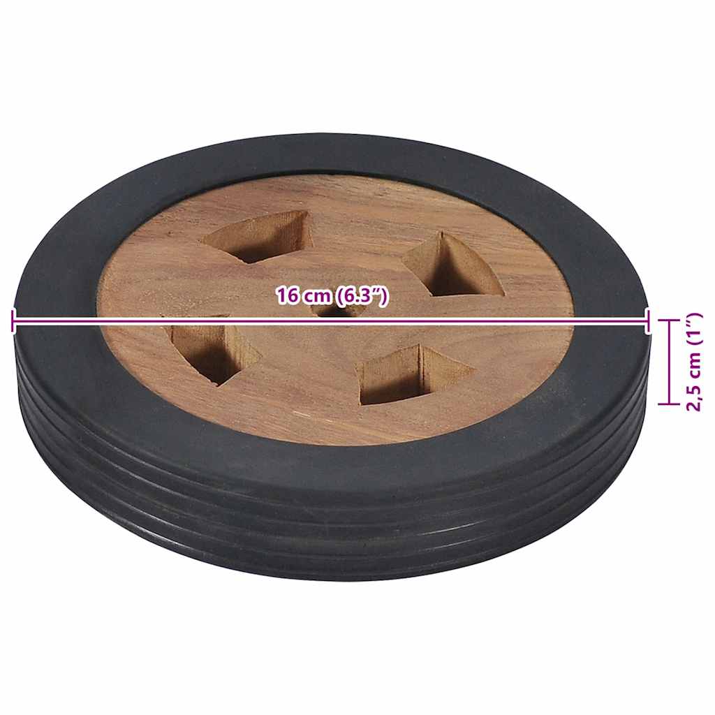 Sunlounger Spare Wheels 2 pcs Solid Teak Wood