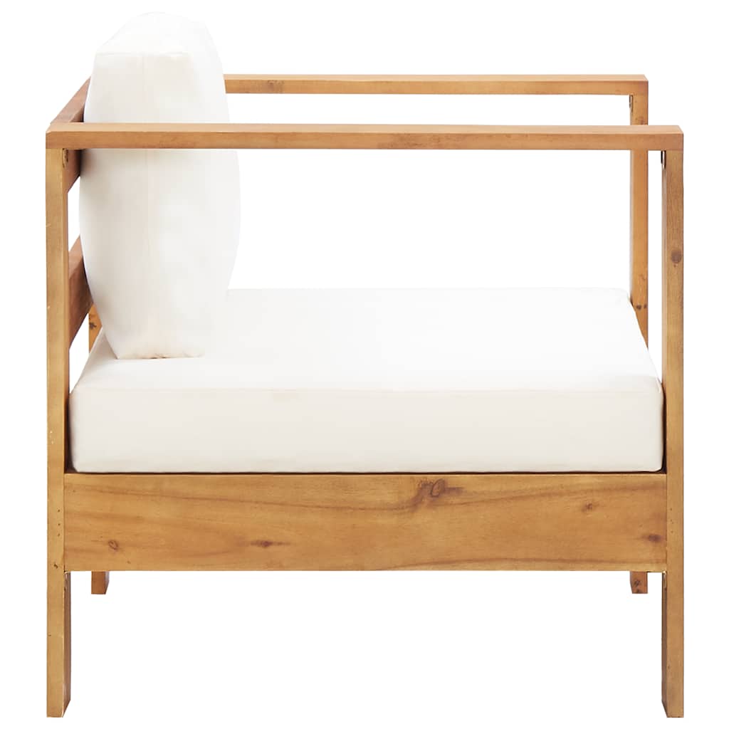 Garden Chair with Cushion Cream Solid Acacia Wood
