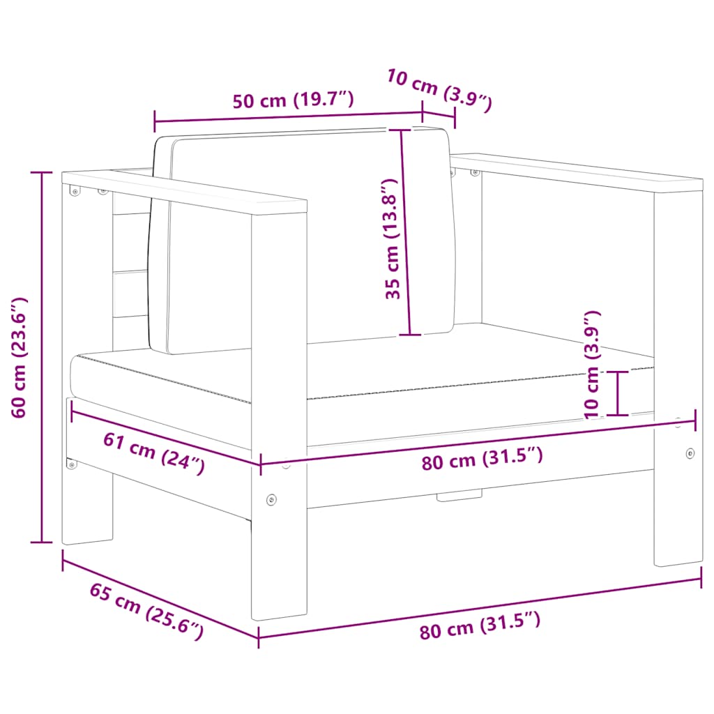 Garden Sofa Chair with Cushion Dark Grey Solid Acacia Wood