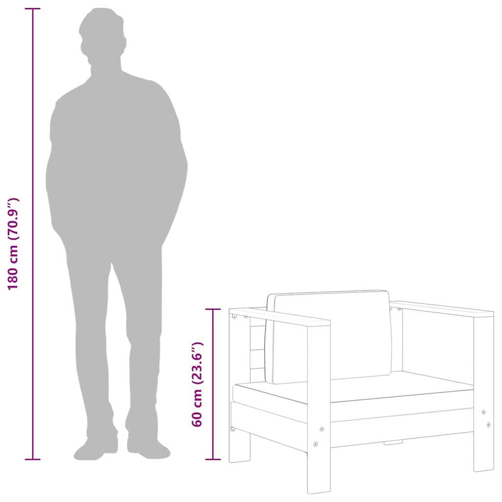 Garden Sofa Chair with Cushion Dark Grey Solid Acacia Wood