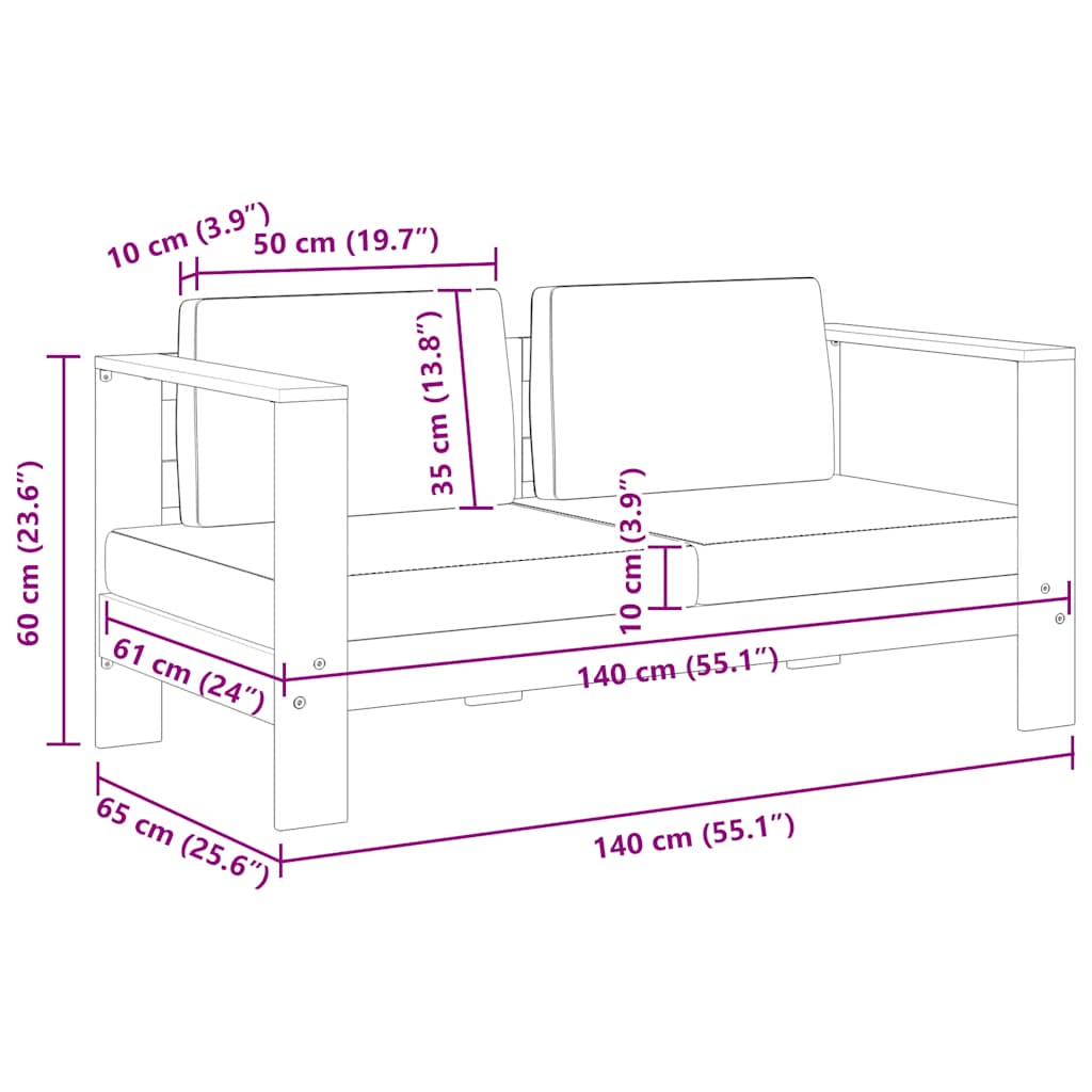 Garden Sofa Bench with Cushions 140 cm Solid Acacia Wood Grey