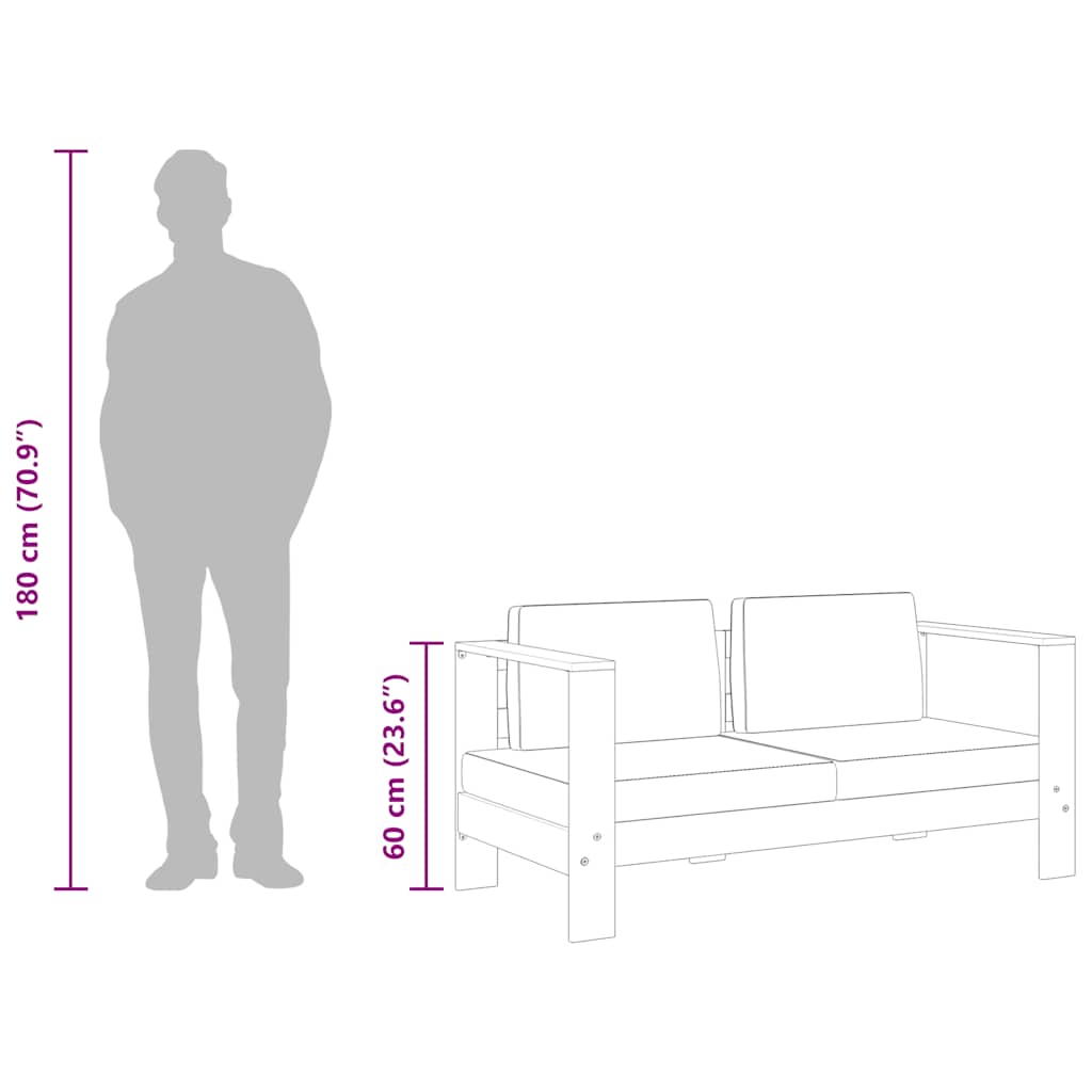 Garden Sofa Bench with Cushions 140 cm Solid Acacia Wood Grey