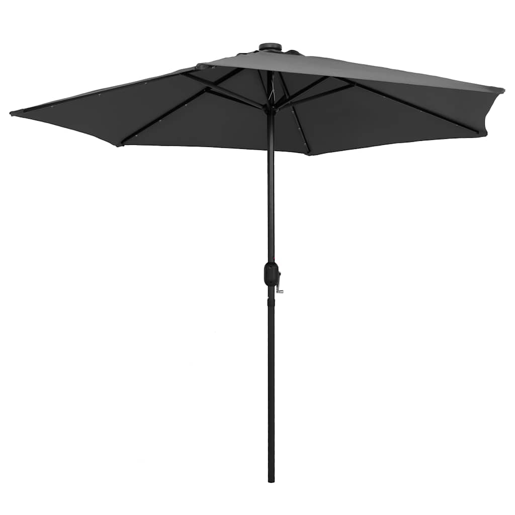 Garden Parasol with LED Lights&Aluminium Pole 270 cm Anthracite