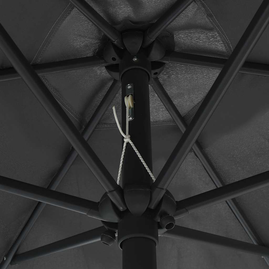 Garden Parasol with LED Lights&Aluminium Pole 270 cm Anthracite