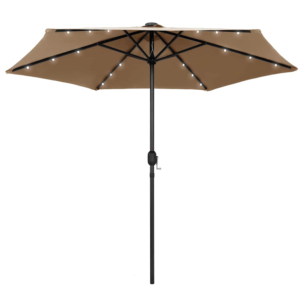 Garden Parasol with LED Lights&Aluminium Pole 270 cm Taupe