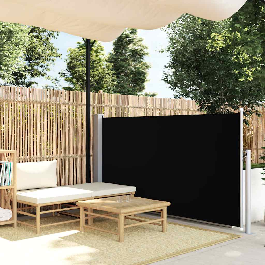Patio Retractable Side Awning 100x514 cm Black