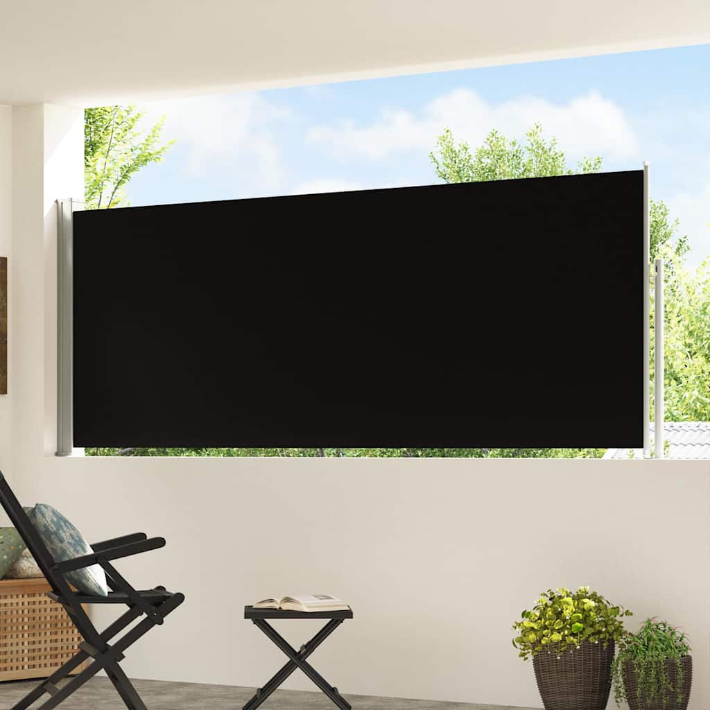 Patio Retractable Side Awning 120x500 cm Black