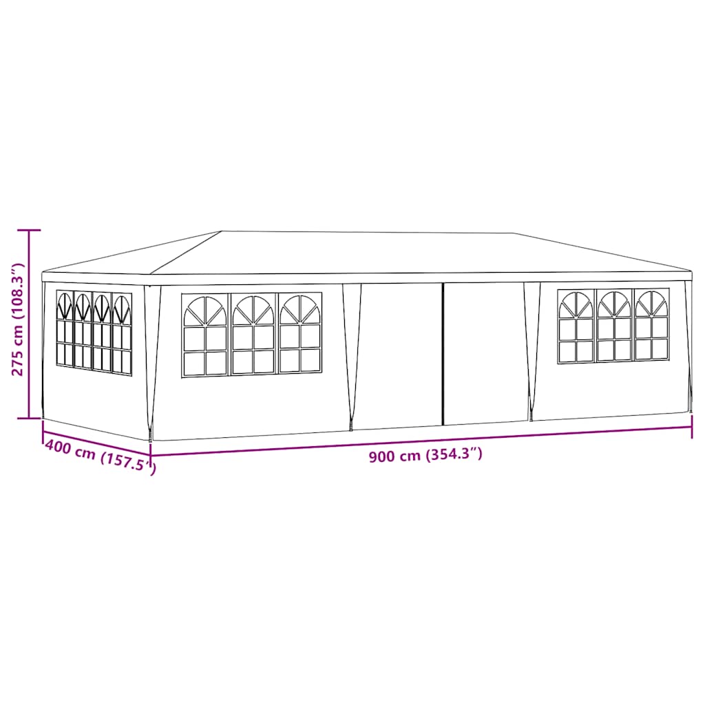 Professional Party Tent with Side Walls 4x9 m Blue 90 g/m²