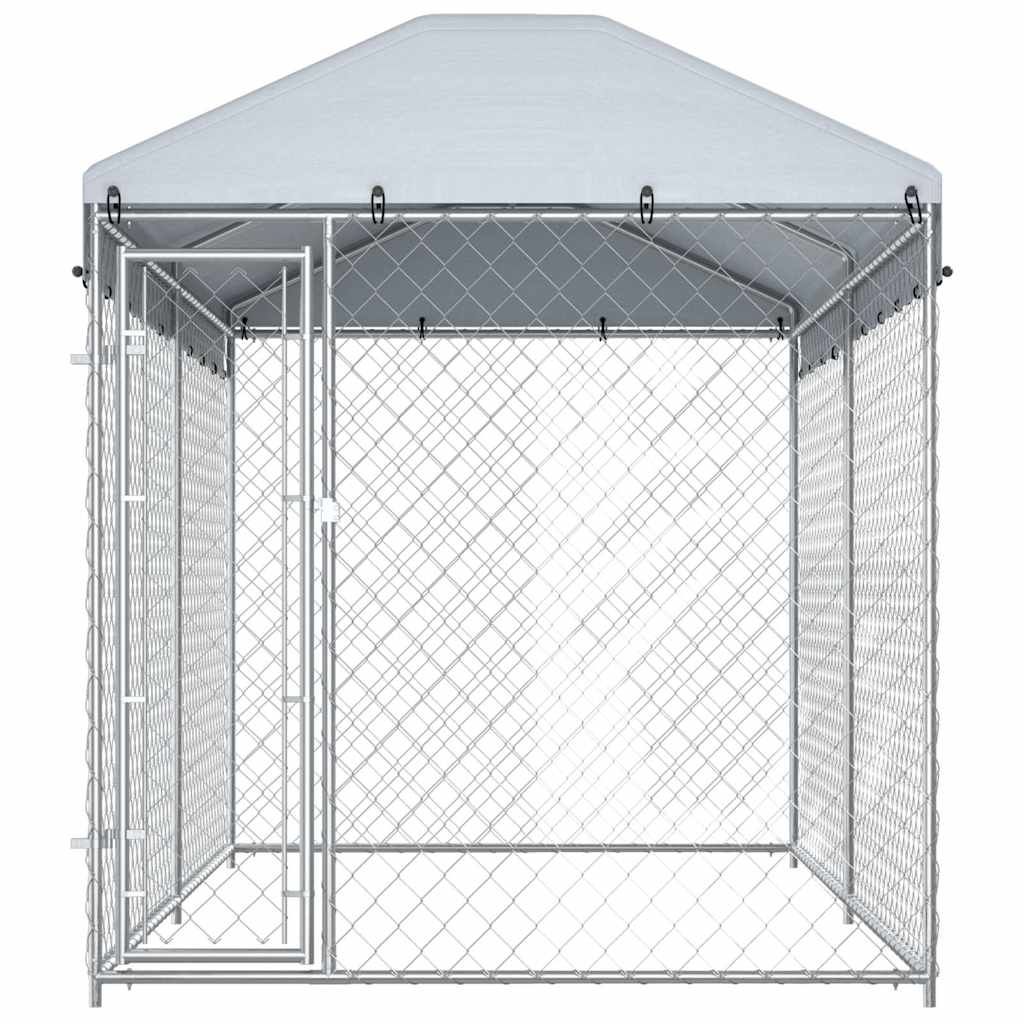 Outdoor Dog Kennel with Canopy Top 382x192x225 cm