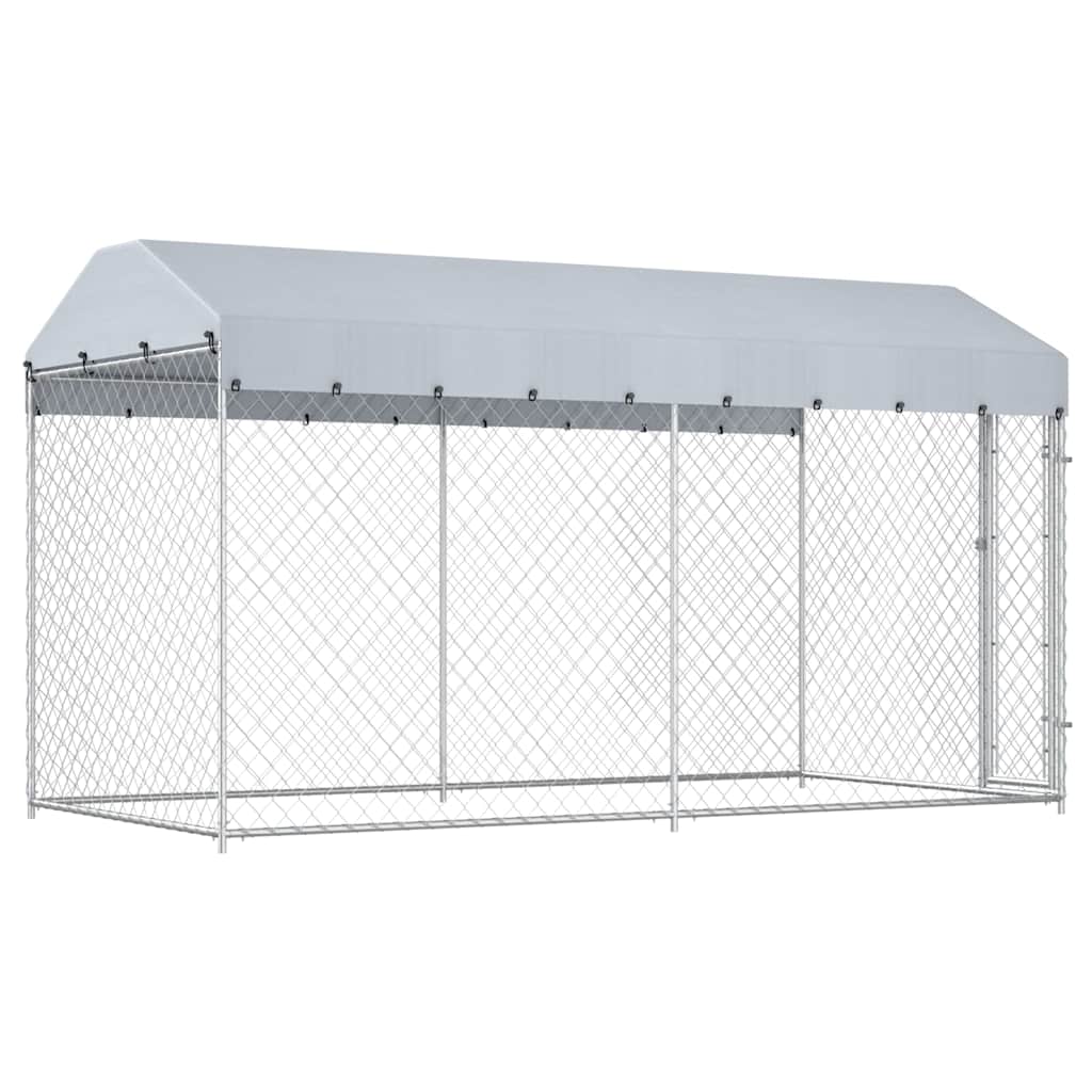 Outdoor Dog Kennel with Canopy Top 382x192x225 cm