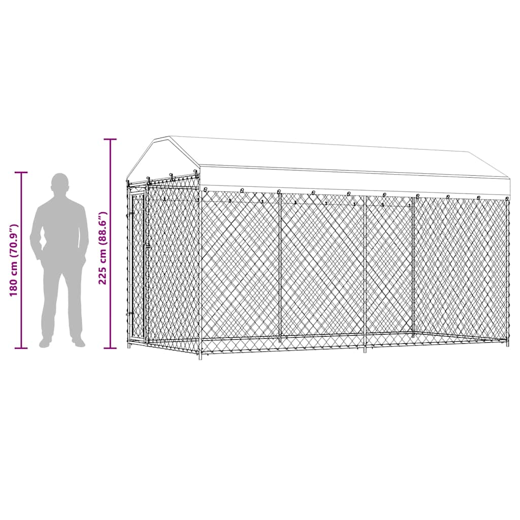 Outdoor Dog Kennel with Canopy Top 382x192x225 cm