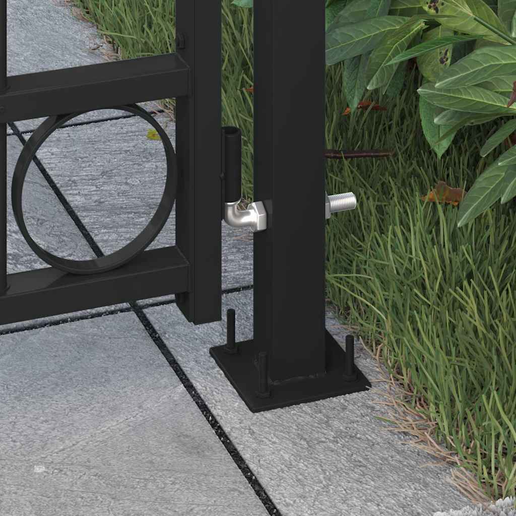Fence Gate ASSEN with Arched Top and 2 Posts 105x170 cm Black