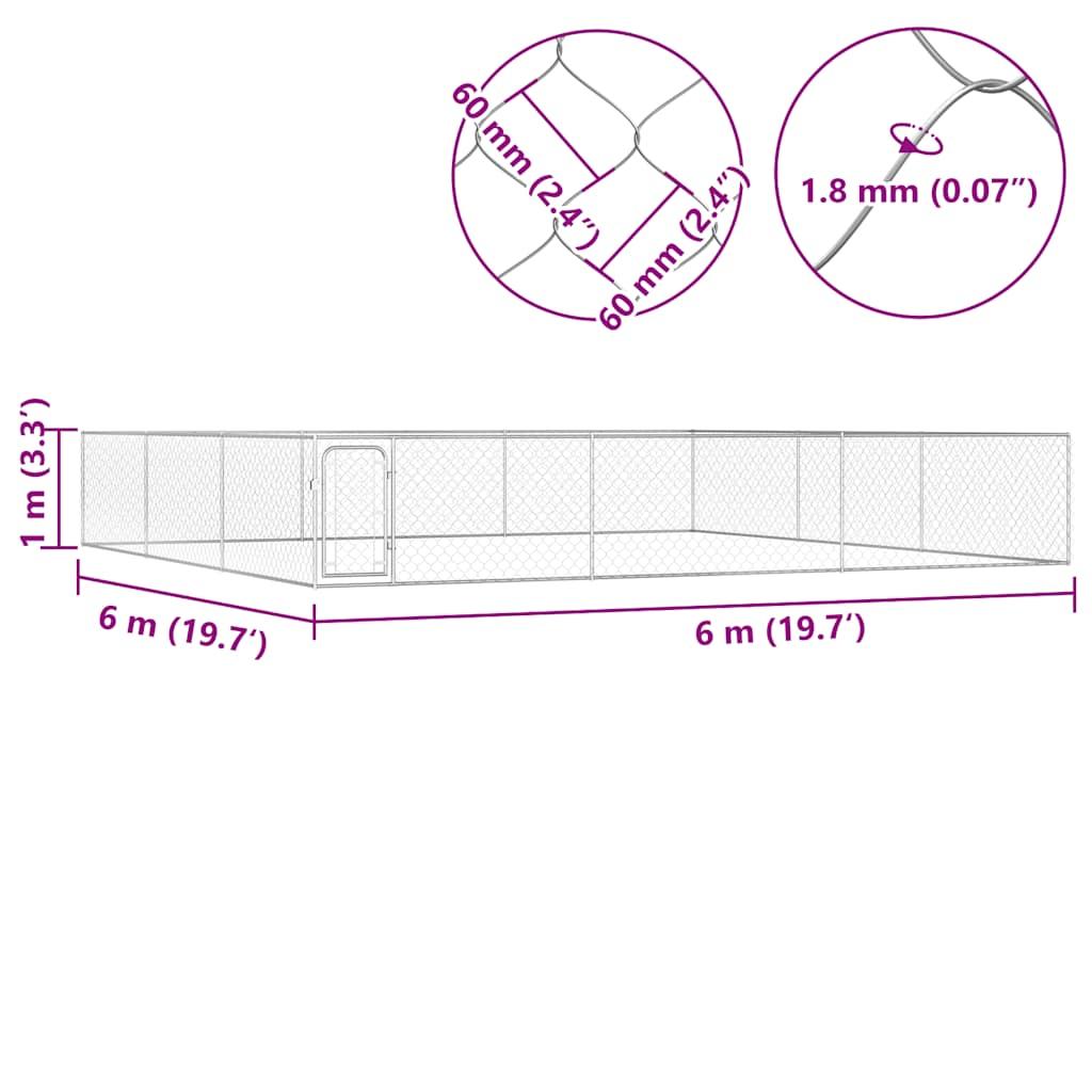 Outdoor Dog Kennel Galvanised Steel 6x6x1 m