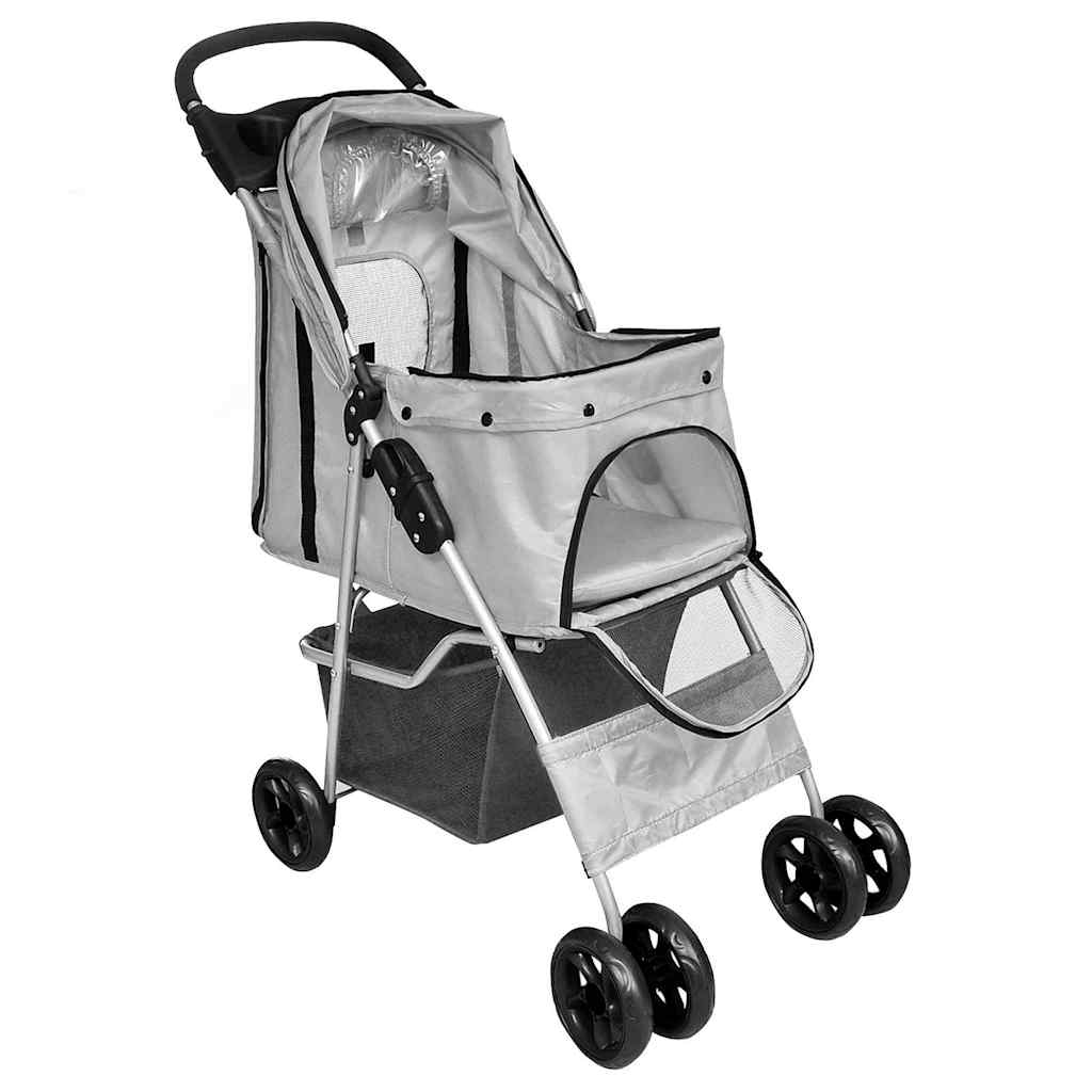 Folding Pet Stroller Dog/Cat Travel Carrier Grey