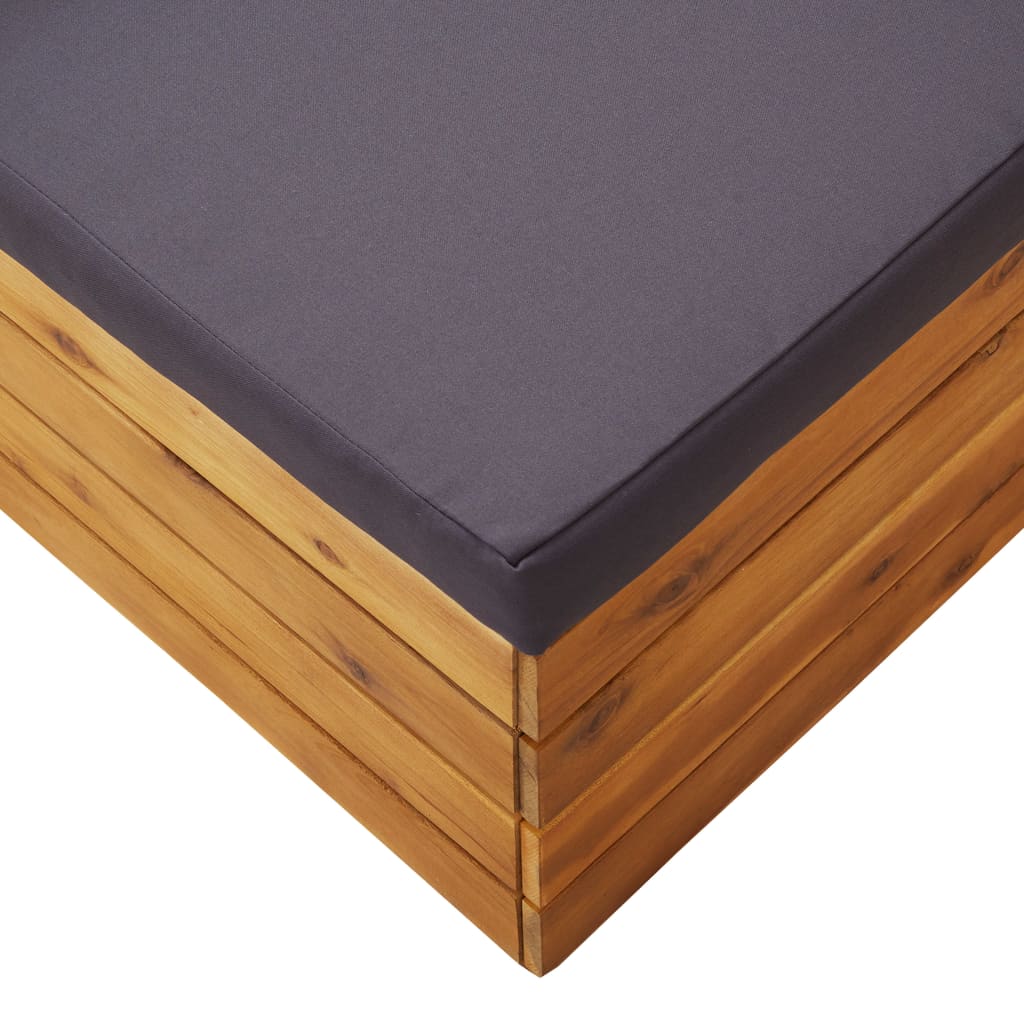 Sectional Footrest 1 pc with Cushion Solid Acacia Wood