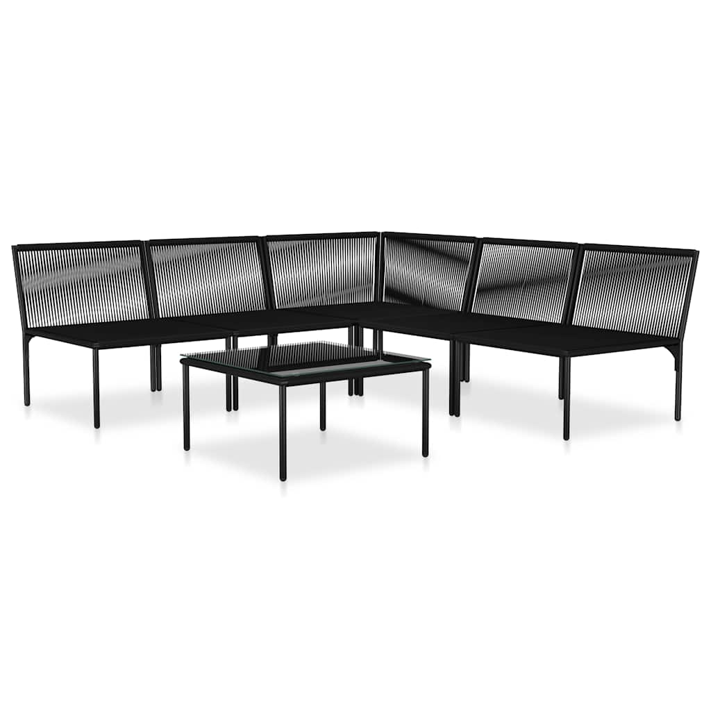 6 Piece Garden Lounge Set with Cushions Black PVC