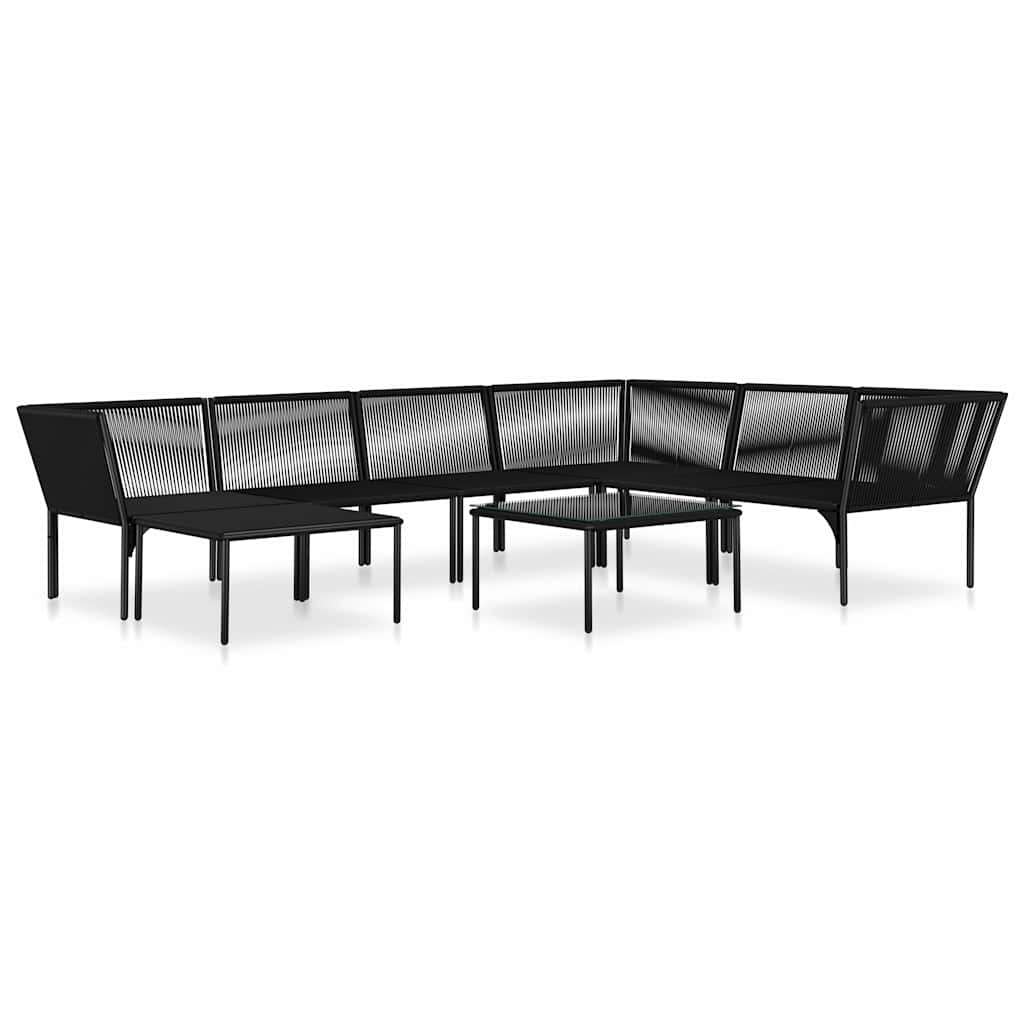 8 Piece Garden Lounge Set with Cushions Black PVC