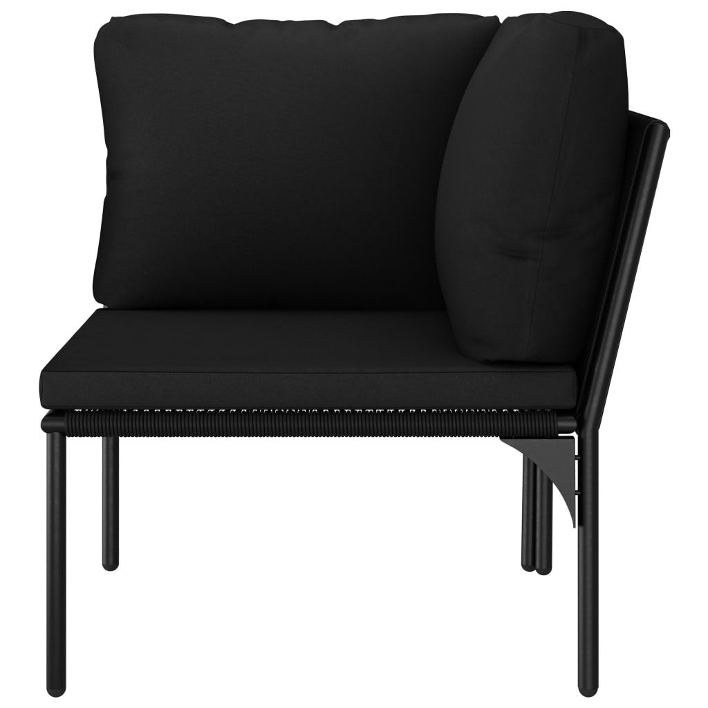 8 Piece Garden Lounge Set with Cushions Black PVC