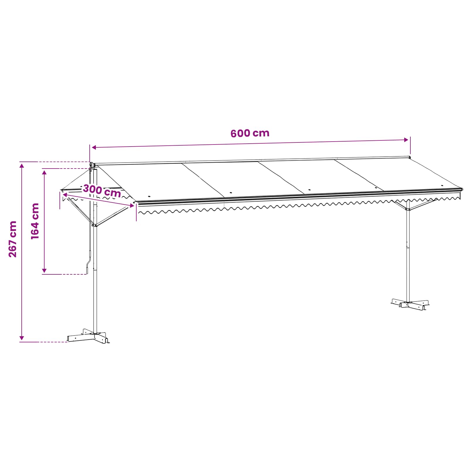 Free Standing Awning 600x300 cm Cream