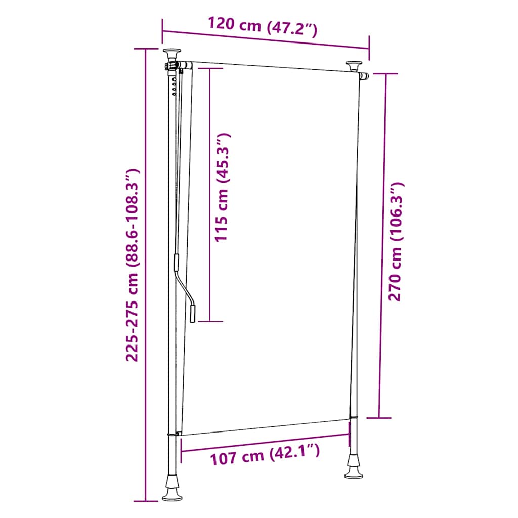 Outdoor Roller Blind 120x270 cm Anthracite