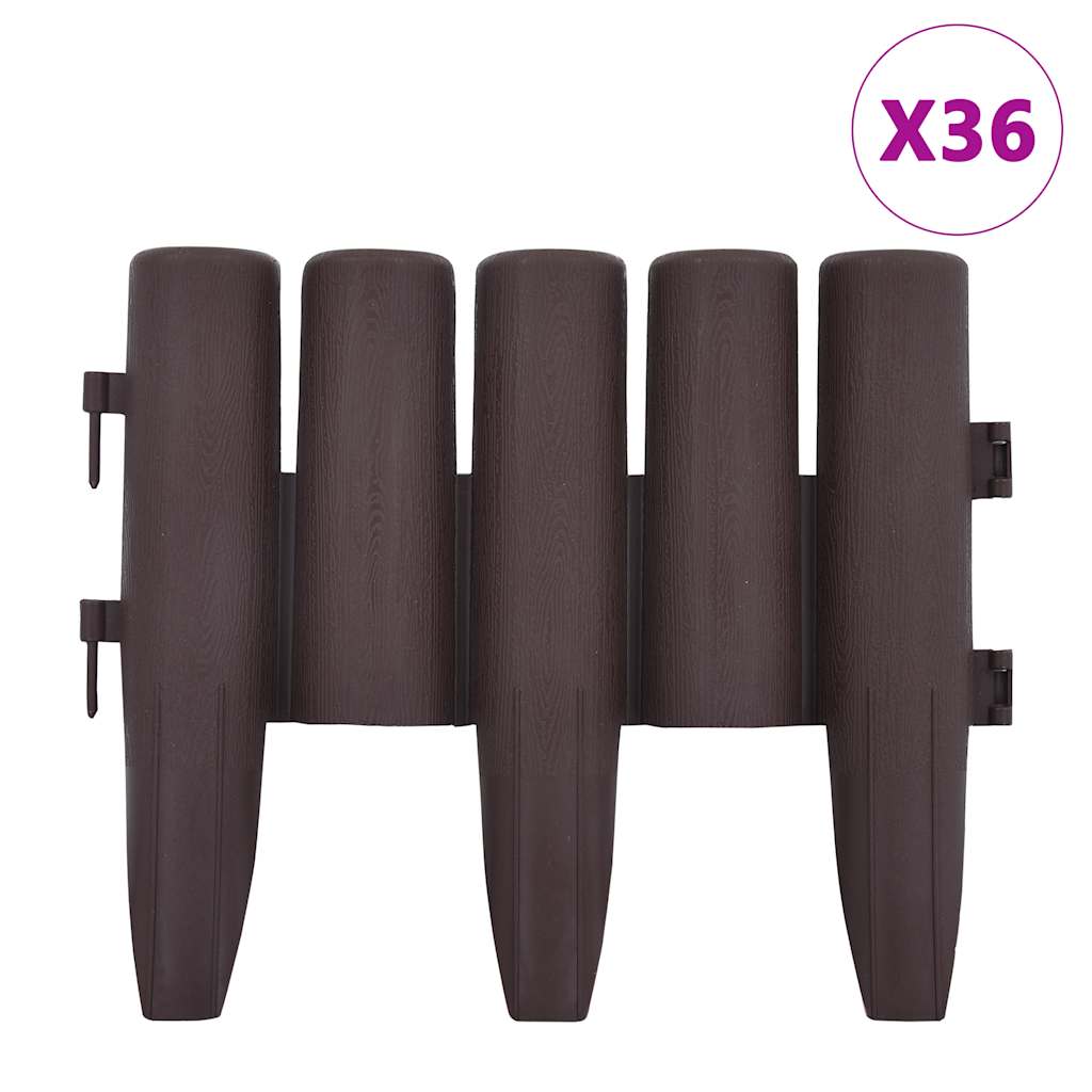 Lawn Edgings 36 pcs Brown 10 m PP