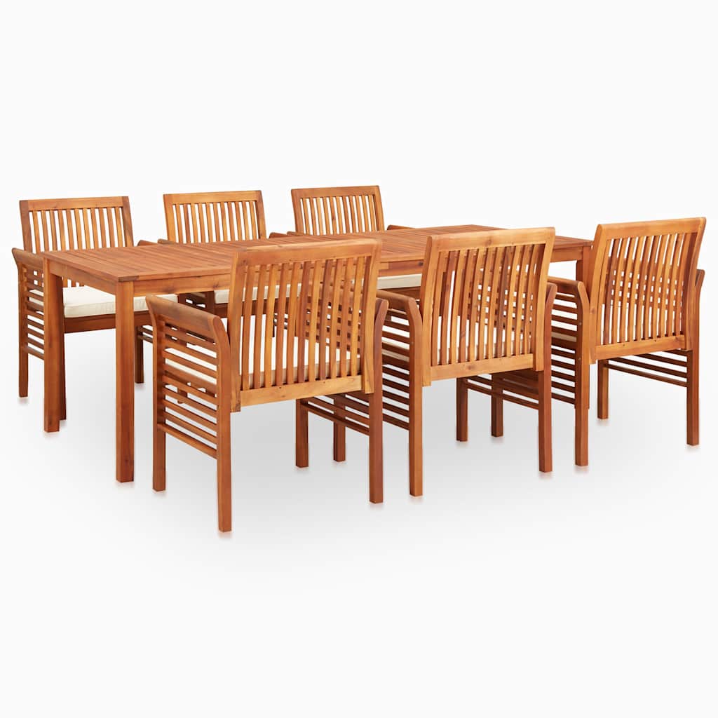 7 Piece Outdoor Dining Set with Cushions Solid Wood Acacia