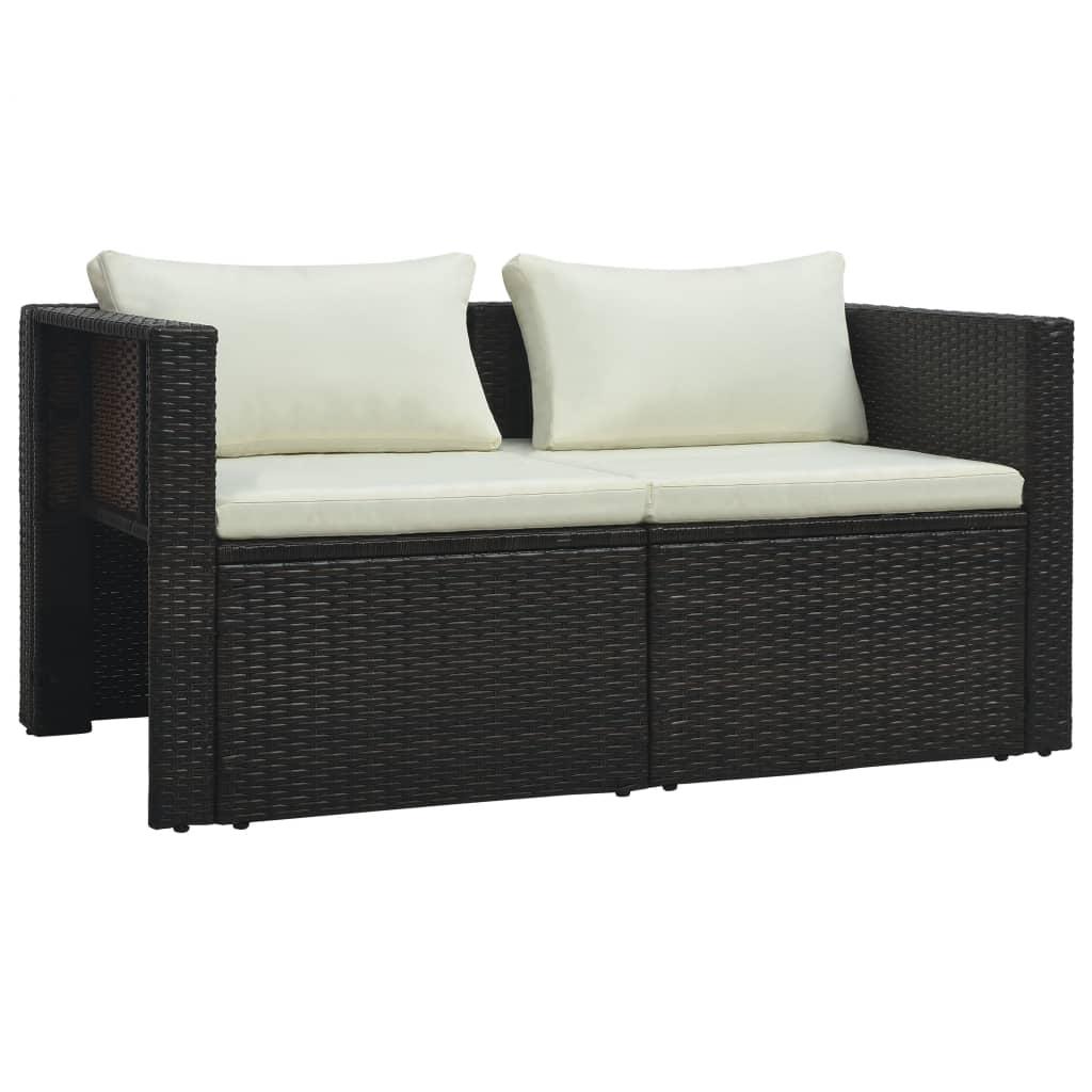 6 Piece Garden Lounge Set with Cushions Poly Rattan Brown